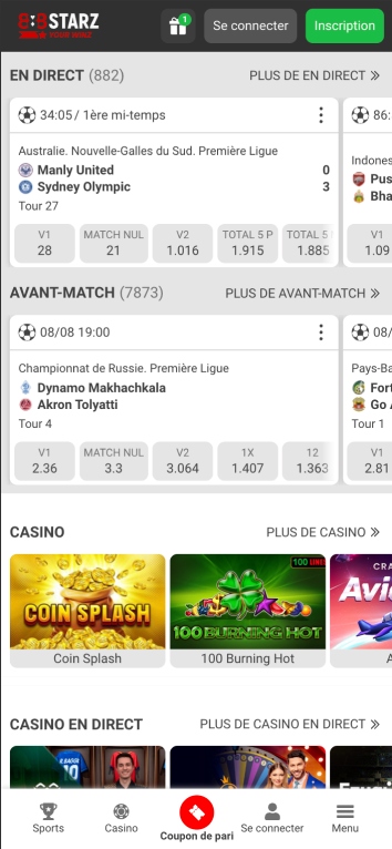 Page d'accueil de 888starz