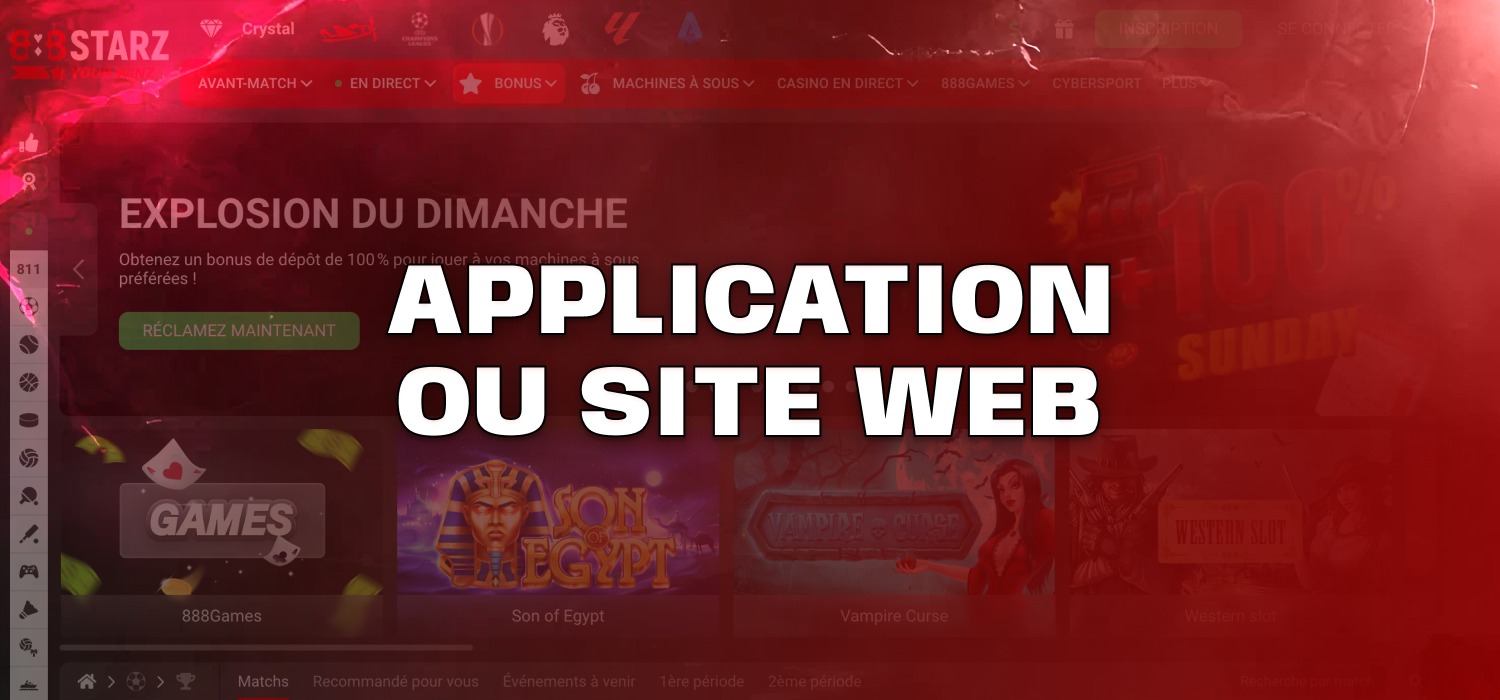 différence entre l'application et le site web